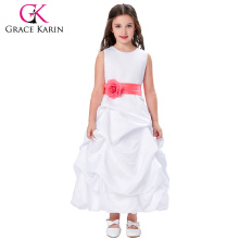 Grace Karin Flower Bow-Knot Decorated Princess Bridesmaid Wedding Pageant Party Dress Flower Girl Dress 2~12 Years CL010430-1